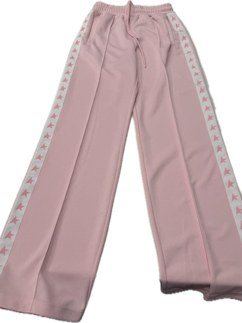 Golden Goose Pink Star-Striped Wide-Leg Joggers